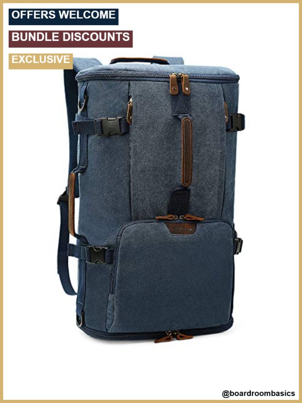Vintage 3-in-1 Convertible Travel Backpack 40L Carry On for 17.3 Laptop Canvas